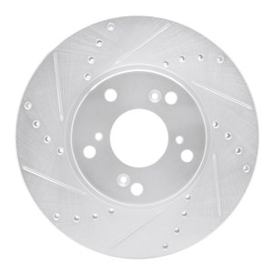 Acura CSX Brake Rotor (1) - Front Left - R1 Concepts - Drilled & Slotted - Silver - `98-`22